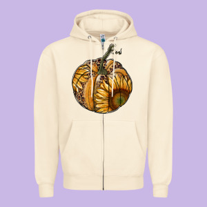 Sunflower Pumpkin Zipper Hoodie Designed By Ranaportraitstore