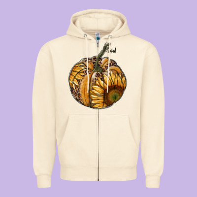 Sunflower Pumpkin Zipper Hoodie Designed By Ranaportraitstore