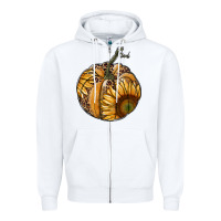White sunflower pumpkin Zipper Hoodie - RanaPortraitStore