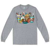 Heather Grey english bulldog coffee cups Long Sleeve Tee - Zillion Design Studio