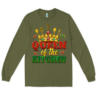 Army Green queen of the kitchen Long Sleeve Tee - texasbilliewilder