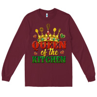 Burgundy queen of the kitchen Long Sleeve Tee - texasbilliewilder