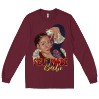Burgundy self made babe afro black woman Long Sleeve Tee - texasbilliewilder