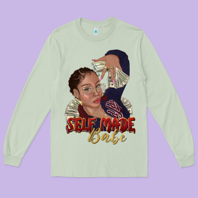 Long Sleeve Tee self made babe afro black woman