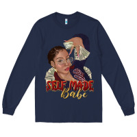 Navy self made babe afro black woman Long Sleeve Tee - texasbilliewilder