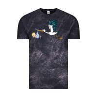 Cloud Black stork with baby boy Vintage Tee - BarkalooDesign