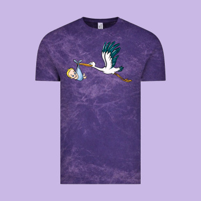 Stork With Baby Boy Vintage Tee Designed By Barkaloodesign