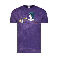Cloud Purple stork with baby boy Vintage Tee - BarkalooDesign