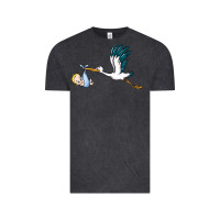 Vintage Black stork with baby boy Vintage Tee - BarkalooDesign