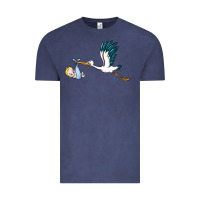 Vintage Denim stork with baby boy Vintage Tee - BarkalooDesign