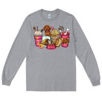 Heather Grey dachshund coffee cups Long Sleeve Tee - Zillion Design Studio