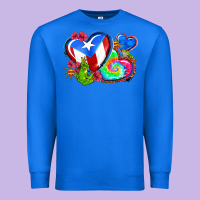 Western Leopard Puerto Rico Hearts Premium Sweatshirt Designed By Adodesignshop