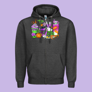 Halloween Nurse Coffee Cups Zipper Hoodie Designed By Texasbilliewilder