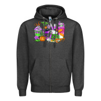 Charcoal Heather Halloween Nurse Coffee Cups Zipper Hoodie - texasbilliewilder