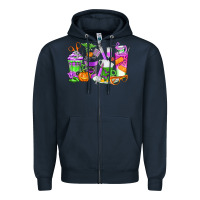 Navy Halloween Nurse Coffee Cups Zipper Hoodie - texasbilliewilder