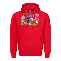 Red Halloween Nurse Coffee Cups Zipper Hoodie - texasbilliewilder