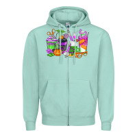 Seafoam Halloween Nurse Coffee Cups Zipper Hoodie - texasbilliewilder