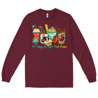 Burgundy 100 days of coffee and chaos coffee cups Long Sleeve Tee - Zillion Design Studio