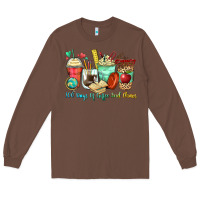 Chestnut 100 days of coffee and chaos coffee cups Long Sleeve Tee - Zillion Design Studio
