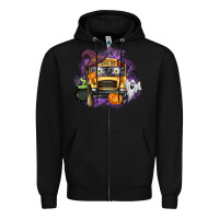 Halloween School Bus Zipper Hoodie | Teevron