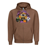 Chestnut Halloween School Bus Zipper Hoodie - texasbilliewilder