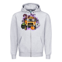 Heather Grey Halloween School Bus Zipper Hoodie - texasbilliewilder