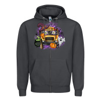 Smoke Halloween School Bus Zipper Hoodie - texasbilliewilder