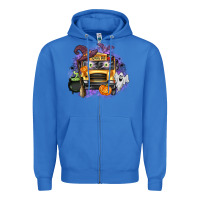 True Royal Halloween School Bus Zipper Hoodie - texasbilliewilder