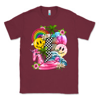 Burgundy summer smile face and beach vibes with rainbow tbw Classic Tee - texasbilliewilder