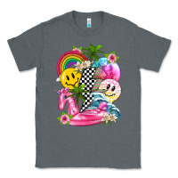Charcoal Heather summer smile face and beach vibes with rainbow tbw Classic Tee - texasbilliewilder