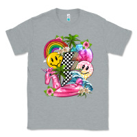 Heather Grey summer smile face and beach vibes with rainbow tbw Classic Tee - texasbilliewilder