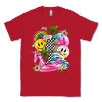 Red summer smile face and beach vibes with rainbow tbw Classic Tee - texasbilliewilder