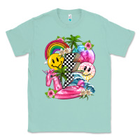 Seafoam summer smile face and beach vibes with rainbow tbw Classic Tee - texasbilliewilder