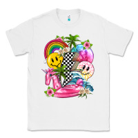 White summer smile face and beach vibes with rainbow tbw Classic Tee - texasbilliewilder