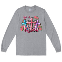 Heather Grey He Is Risen Cross Long Sleeve Tee - RanaPortraitStore
