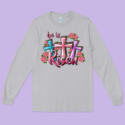 Long Sleeve Tee He Is Risen Cross