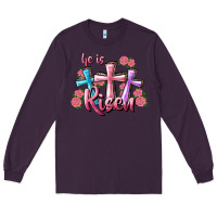 Plum He Is Risen Cross Long Sleeve Tee - RanaPortraitStore