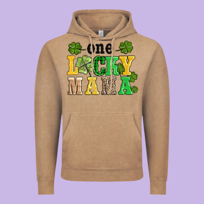One Lucky Mama Vintage Hoodie Designed By Adodesignshop