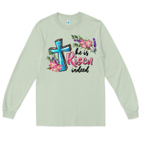 Matcha He Is Risen Indeed Cross And Flowers Long Sleeve Tee - RanaPortraitStore