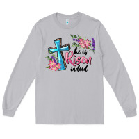 Moon Dust He Is Risen Indeed Cross And Flowers Long Sleeve Tee - RanaPortraitStore