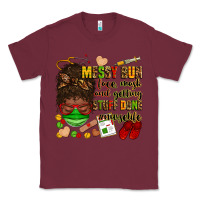 Burgundy messy bun face mask & getting stuff done  #nurselife Classic Tee - Zillion Design Studio