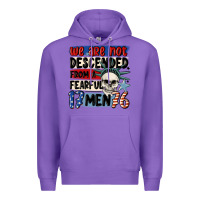Purple we are not descended from a fearful me Premium Hoodie - MaliasSmallBusiness