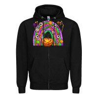 Black Halloween Rainbow Zipper Hoodie - texasbilliewilder