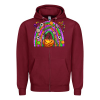 Burgundy Halloween Rainbow Zipper Hoodie - texasbilliewilder
