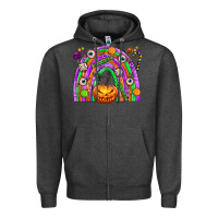 Charcoal Heather Halloween Rainbow Zipper Hoodie - texasbilliewilder