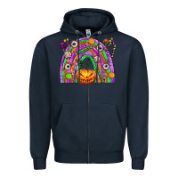 Navy Halloween Rainbow Zipper Hoodie - texasbilliewilder
