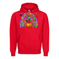 Red Halloween Rainbow Zipper Hoodie - texasbilliewilder