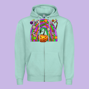 Halloween Rainbow Zipper Hoodie Designed By Texasbilliewilder