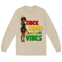 Mushroom thick thighs juneteenth vibes with afro black woma Long Sleeve Tee - texasbilliewilder