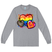 Heather Grey pride hearts Long Sleeve Tee - Zillion Design Studio